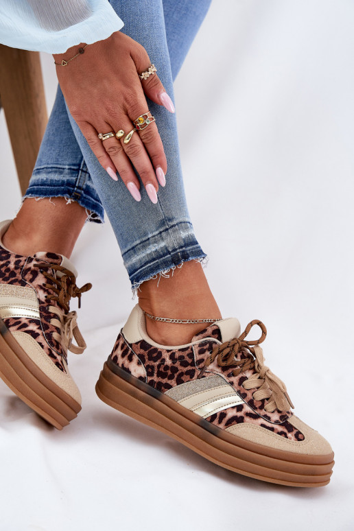 Sneakers tüüpi jalanõud Pealiste omad platvormiga Z Podsisseójnym Paeladm leopardimustriga beeži värvi Niteria Sneakers tüüpi jalanõud Pealiste omad platvormiga Z Podsisseójnym Paeladm leopardimustriga beeži värvi Niteria