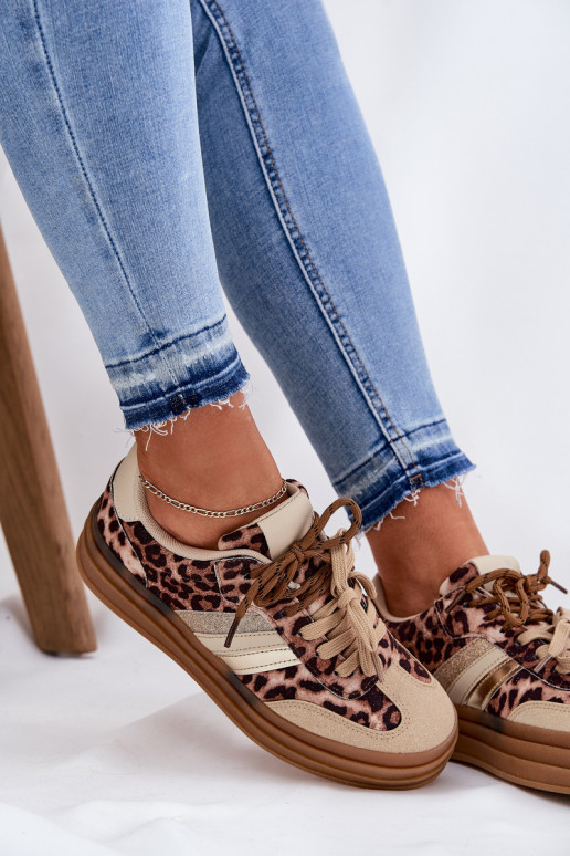 Sneakers tüüpi jalanõud Pealiste omad platvormiga Z Podsisseójnym Paeladm leopardimustriga beeži värvi Niteria Sneakers tüüpi jalanõud Pealiste omad platvormiga Z Podsisseójnym Paeladm leopardimustriga beeži värvi Niteria