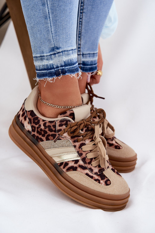 Sneakers tüüpi jalanõud Pealiste omad platvormiga Z Podsisseójnym Paeladm leopardimustriga beeži värvi Niteria Sneakers tüüpi jalanõud Pealiste omad platvormiga Z Podsisseójnym Paeladm leopardimustriga beeži värvi Niteria