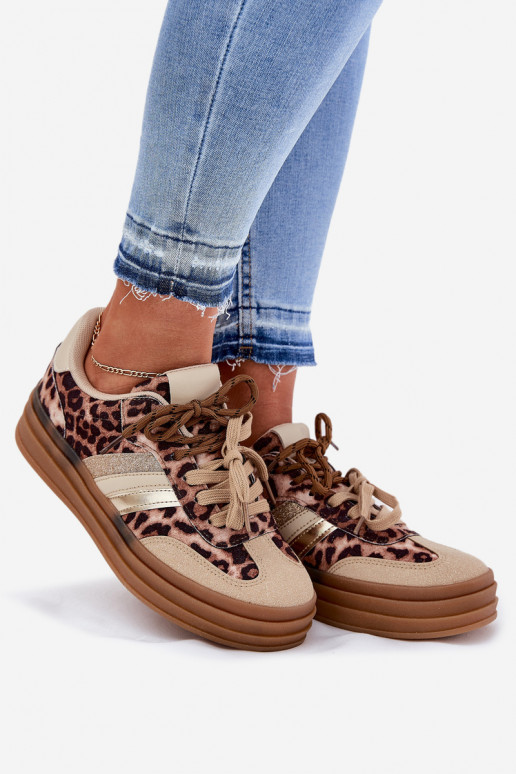 Sneakers tüüpi jalanõud Pealiste omad platvormiga Z Podsisseójnym Paeladm leopardimustriga beeži värvi Niteria Sneakers tüüpi jalanõud Pealiste omad platvormiga Z Podsisseójnym Paeladm leopardimustriga beeži värvi Niteria