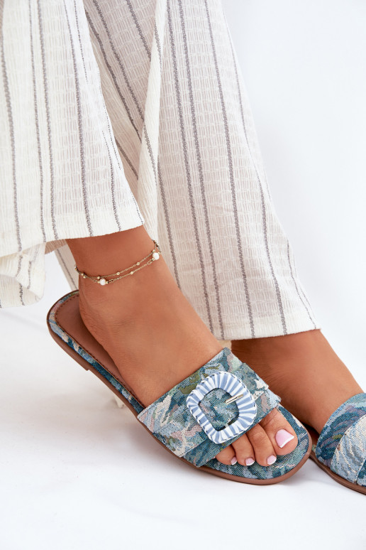 sileda tallaga naiste plätud kaunistustega neetide ja pandlaga Sinist värvi Clariola