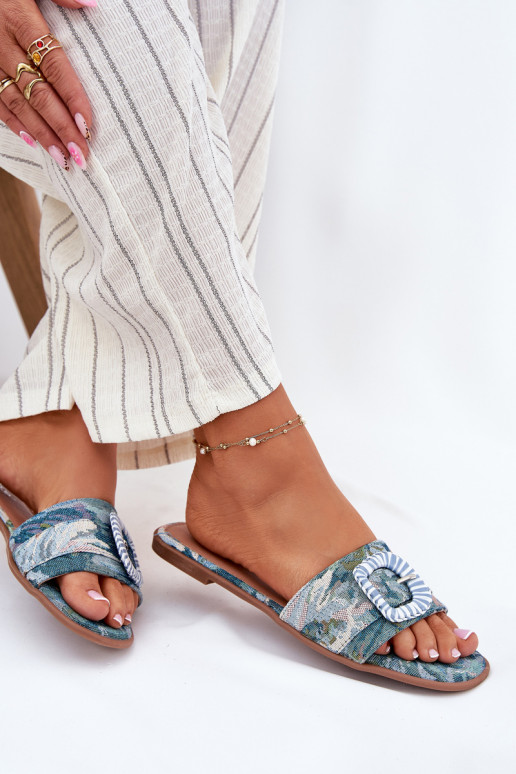 sileda tallaga naiste plätud kaunistustega neetide ja pandlaga Sinist värvi Clariola