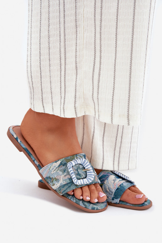 sileda tallaga naiste plätud kaunistustega neetide ja pandlaga Sinist värvi Clariola