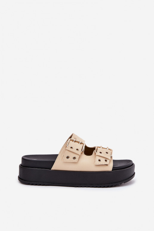 naiste plätud neetide ja pandlaga platvormiga beeži värvi Nilatha