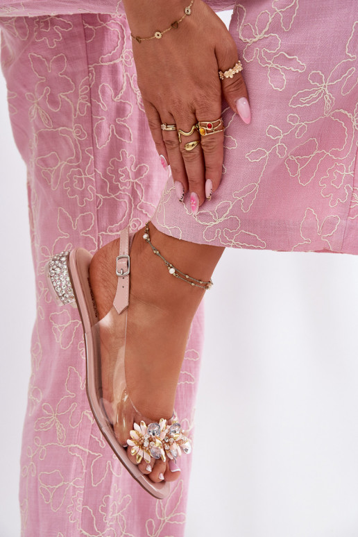 Külgedelt läbipaistvad sandaalid Sellel ondala kontsaga Kaunistusega D&A MR51-709 Tumeroosad värvi Külgedelt läbipaistvad sandaalid Sellel ondala kontsaga Kaunistusega D&A MR51-709 Tumeroosad värvi