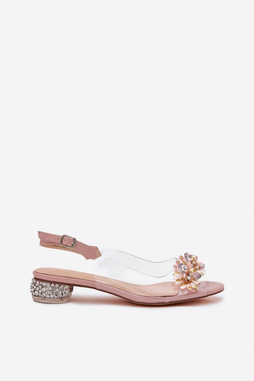 Külgedelt läbipaistvad sandaalid Sellel ondala kontsaga Kaunistusega D&A MR51-709 Tumeroosad värvi Külgedelt läbipaistvad sandaalid Sellel ondala kontsaga Kaunistusega D&A MR51-709 Tumeroosad värvi