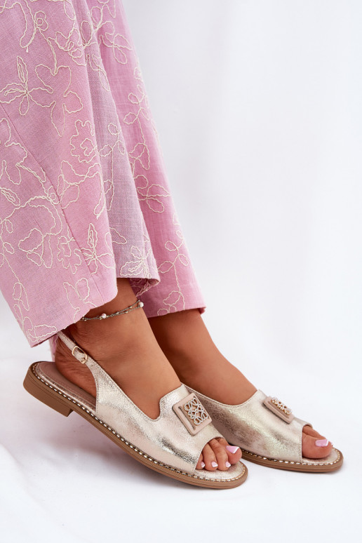 Elegantsed Pealistesandaalid laiade nööridega kaunistustega S.Barski KV51-082 Kuldset värvi