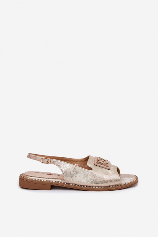 Elegantsed Pealistesandaalid laiade nööridega kaunistustega S.Barski KV51-082 Kuldset värvi