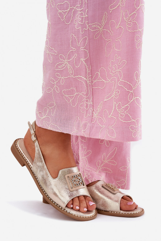 Elegantsed Pealistesandaalid laiade nööridega kaunistustega S.Barski KV51-082 Kuldset värvi