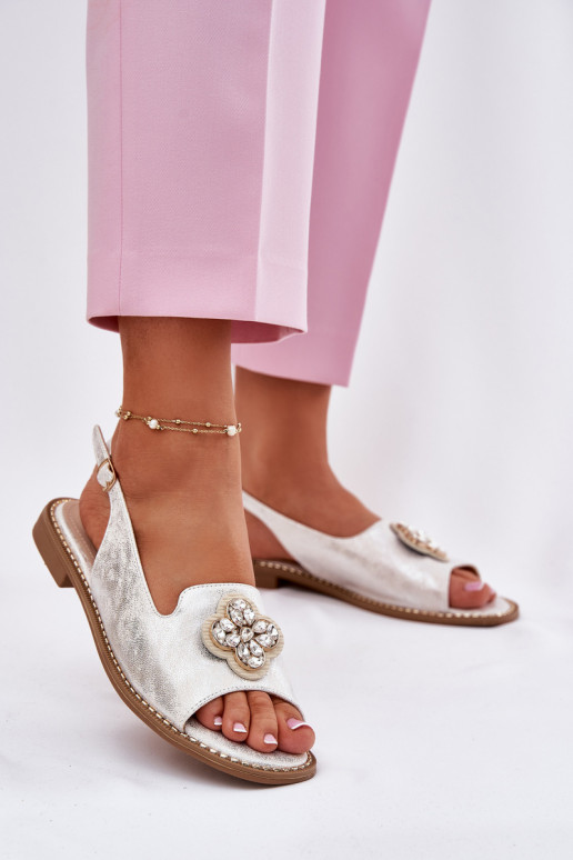 Pealistesandaalid laiade nööridega Koos Ornate Detalem S.Barski KV51-080 Hõbedat värvi