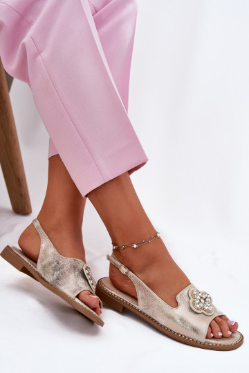 Pealistesandaalid laiade nööridega Koos Ornate Detalem S.Barski KV51-080 Kuldset värvi