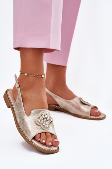 Pealistesandaalid laiade nööridega Koos Ornate Detalem S.Barski KV51-080 Kuldset värvi 2