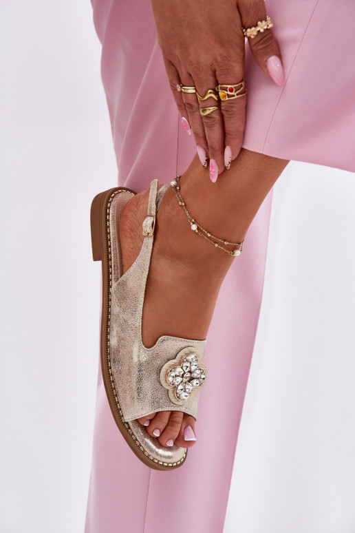 Pealistesandaalid laiade nööridega Koos Ornate Detalem S.Barski KV51-080 Kuldset värvi