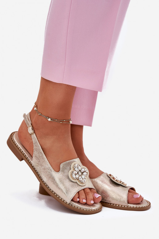 Pealistesandaalid laiade nööridega Koos Ornate Detalem S.Barski KV51-080 Kuldset värvi