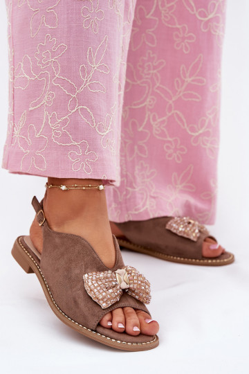 Pealistesandaalid lipsukesega laiade nööridega S.Barski KV51-014 beeži värvi