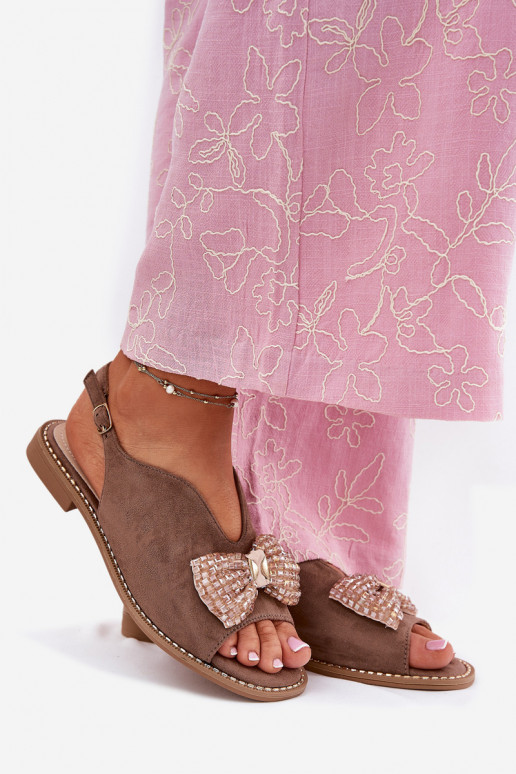 Pealistesandaalid lipsukesega laiade nööridega S.Barski KV51-014 beeži värvi