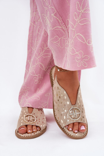 Pealistesandaalid laiade nööridega kaunistustega S.Barski KV51-094 Kuldset värvi 2