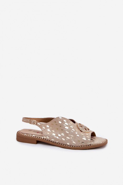 Pealistesandaalid laiade nööridega kaunistustega S.Barski KV51-094 Kuldset värvi