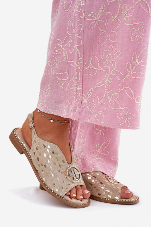 Pealistesandaalid laiade nööridega kaunistustega S.Barski KV51-094 Kuldset värvi