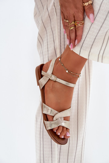 sileda tallaga Läikivad Pealistesandaalid S.Barski KV51-022 Kuldset värvi 2