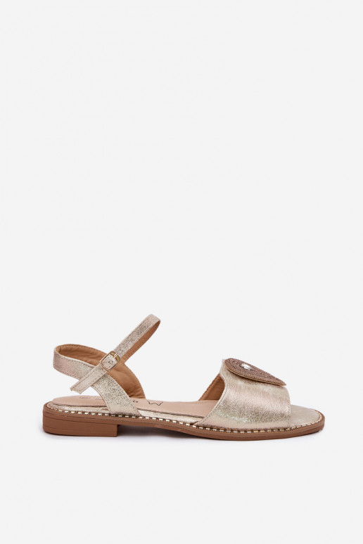 Pealistesandaalid laiade nööridega kaunistustega S.Barski KV51-098 Kuldset värvi