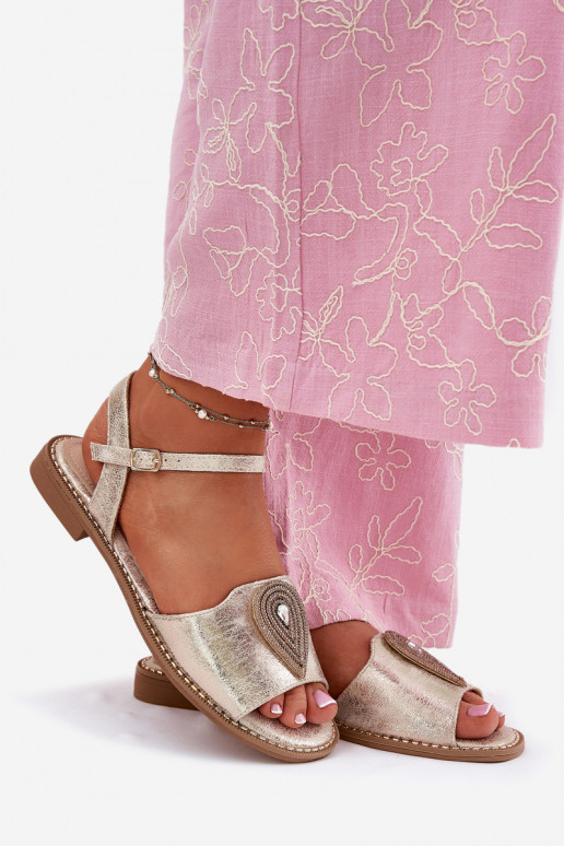 Pealistesandaalid laiade nööridega kaunistustega S.Barski KV51-098 Kuldset värvi