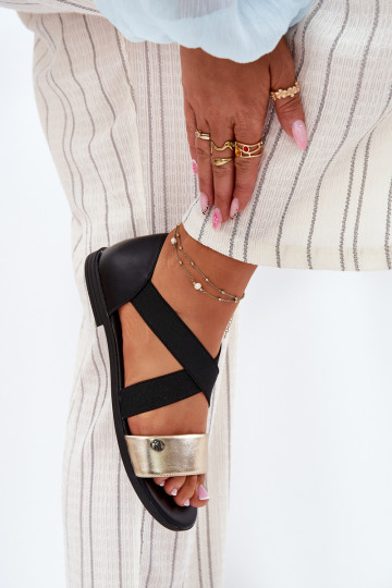 Sellel ondalad sandaalid Z Elastycznymi Paskami Must-Kuldset värvi Sellel onrinea 2