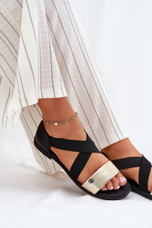 Sellel ondalad sandaalid Z Elastycznymi Paskami Must-Kuldset värvi Sellel onrinea