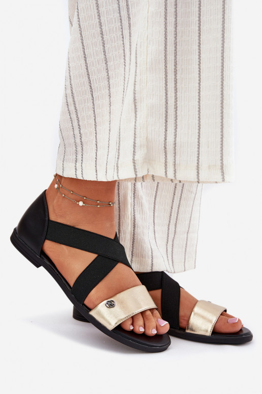 Sellel ondalad sandaalid Z Elastycznymi Paskami Must-Kuldset värvi Sellel onrinea