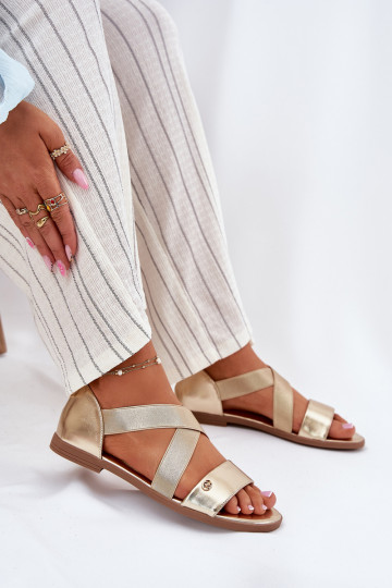 Sellel ondalad sandaalid Z Elastycznymi Paskami Kuldset värvi Sellel onrinea