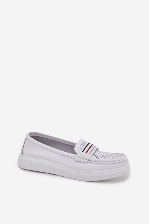 Pealhk naiste mokassiinid valget värvi Dovema