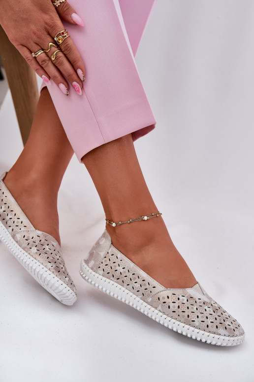 Ažuursed seemisnahast jalatsid Pealiste omad Kuldset värvi-Halli värvi Chulieta