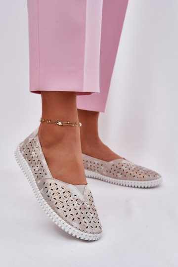 Ažuursed seemisnahast jalatsid Pealiste omad Kuldset värvi-Halli värvi Chulieta 2