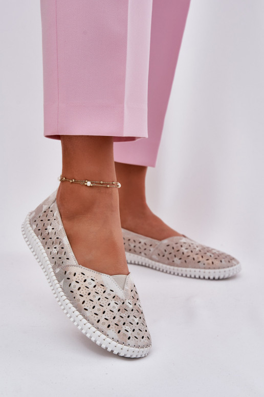 Ažuursed seemisnahast jalatsid Pealiste omad Kuldset värvi-Halli värvi Chulieta