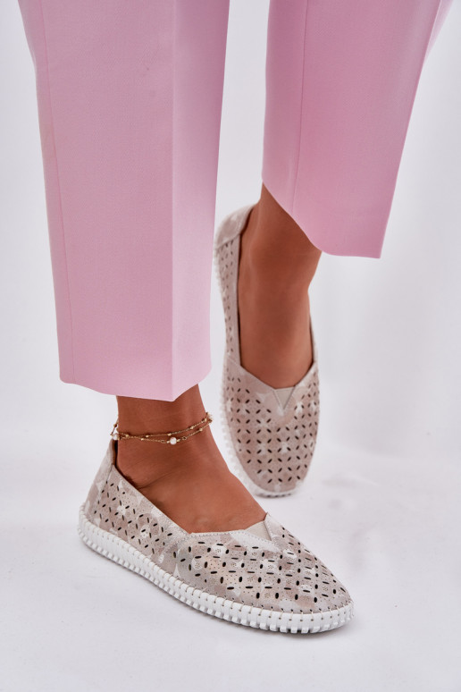 Ažuursed seemisnahast jalatsid Pealiste omad Kuldset värvi-Halli värvi Chulieta