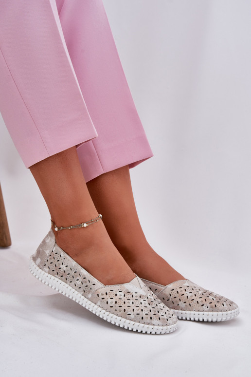 Ažuursed seemisnahast jalatsid Pealiste omad Kuldset värvi-Halli värvi Chulieta