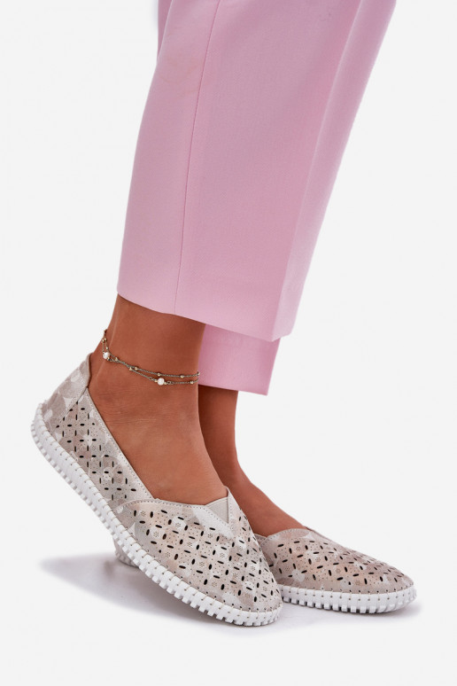 Ažuursed seemisnahast jalatsid Pealiste omad Kuldset värvi-Halli värvi Chulieta