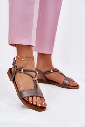 Pealiste omad Sellel ondalad sandaalid Triipudega S.Barski KV51-120 halli värvi