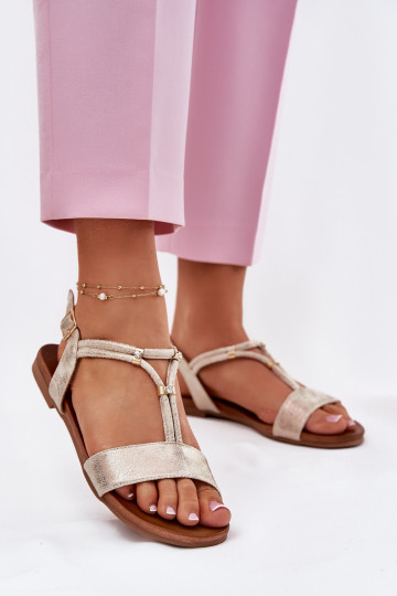 Pealiste omad Sellel ondalad sandaalid Triipudega S.Barski KV51-120 Kuldset värvi