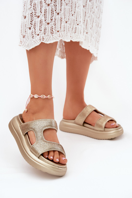 Kaunistustega naiste plätud platvormiga Kuldset värvi Jestella