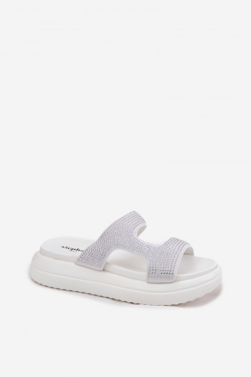 Kaunistustega naiste plätud platvormiga valget värvi Jestella 2