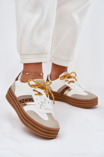 Sneakers tüüpi jalanõud Pealiste omad platvormiga Z Podsisseójnym Paeladm leopardimustriga valget värvi Niteria 2