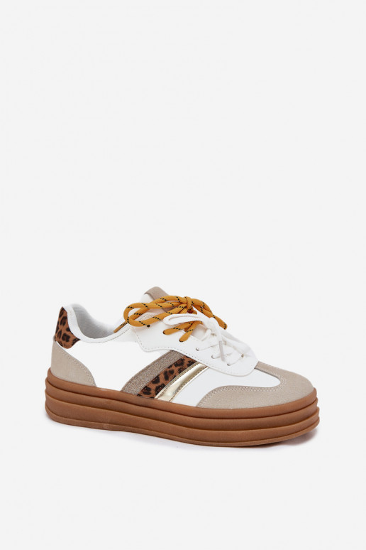 Sneakers tüüpi jalanõud Pealiste omad platvormiga Z Podsisseójnym Paeladm leopardimustriga valget värvi Niteria Sneakers tüüpi jalanõud Pealiste omad platvormiga Z Podsisseójnym Paeladm leopardimustriga valget värvi Niteria