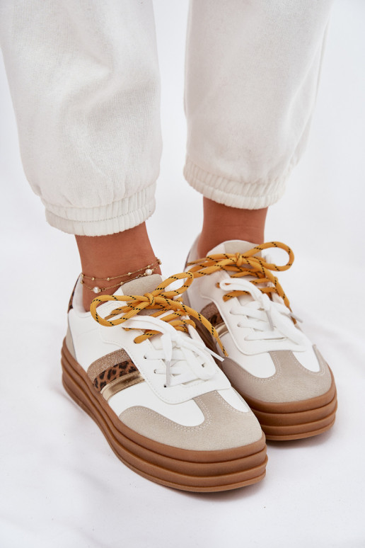 Sneakers tüüpi jalanõud Pealiste omad platvormiga Z Podsisseójnym Paeladm leopardimustriga valget värvi Niteria Sneakers tüüpi jalanõud Pealiste omad platvormiga Z Podsisseójnym Paeladm leopardimustriga valget värvi Niteria