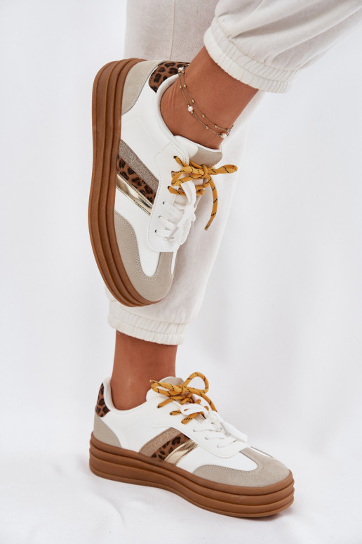 Sneakers tüüpi jalanõud Pealiste omad platvormiga Z Podsisseójnym Paeladm leopardimustriga valget värvi Niteria Sneakers tüüpi jalanõud Pealiste omad platvormiga Z Podsisseójnym Paeladm leopardimustriga valget värvi Niteria
