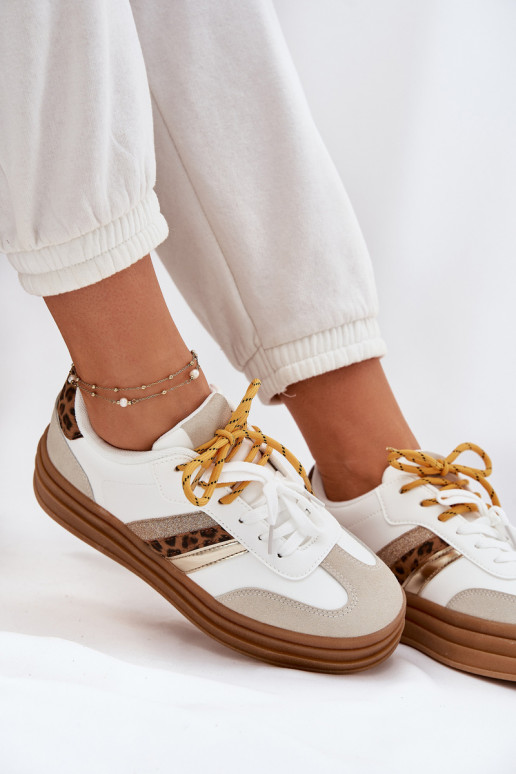 Sneakers tüüpi jalanõud Pealiste omad platvormiga Z Podsisseójnym Paeladm leopardimustriga valget värvi Niteria Sneakers tüüpi jalanõud Pealiste omad platvormiga Z Podsisseójnym Paeladm leopardimustriga valget värvi Niteria