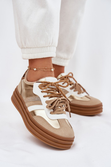 Sneakers tüüpi jalanõud Pealiste omad platvormiga Z Podsisseójnym Paeladm leopardimustriga Kuldset värvi Niteria