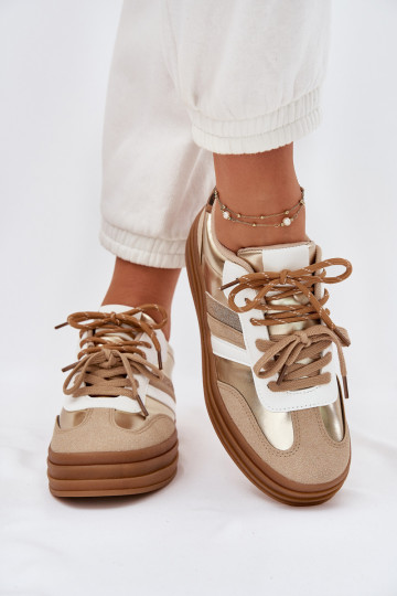 Sneakers tüüpi jalanõud Pealiste omad platvormiga Z Podsisseójnym Paeladm leopardimustriga Kuldset värvi Niteria 2