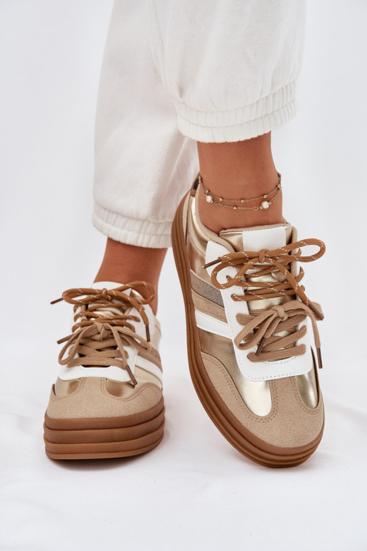 Sneakers tüüpi jalanõud Pealiste omad platvormiga Z Podsisseójnym Paeladm leopardimustriga Kuldset värvi Niteria Sneakers tüüpi jalanõud Pealiste omad platvormiga Z Podsisseójnym Paeladm leopardimustriga Kuldset värvi Niteria