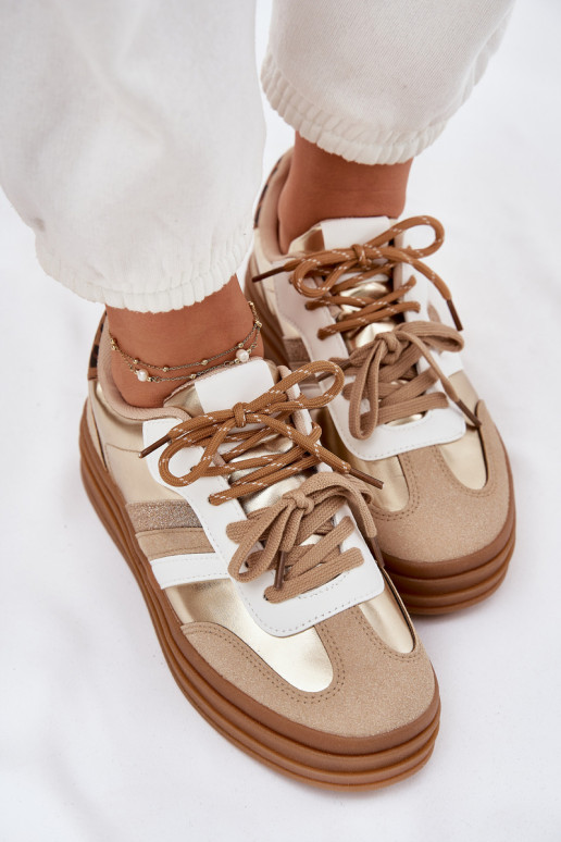 Sneakers tüüpi jalanõud Pealiste omad platvormiga Z Podsisseójnym Paeladm leopardimustriga Kuldset värvi Niteria Sneakers tüüpi jalanõud Pealiste omad platvormiga Z Podsisseójnym Paeladm leopardimustriga Kuldset värvi Niteria